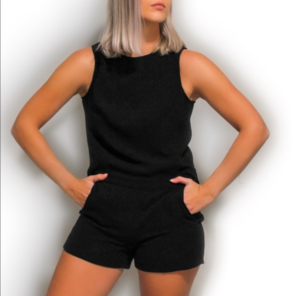 Club Monaco Black Romper Open Back